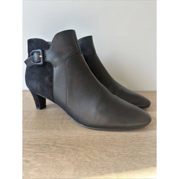 Cole Haan Womens 7 B Suede Leather Ankle Boot Black Sylvia Waterproof - Picture 4 of 15